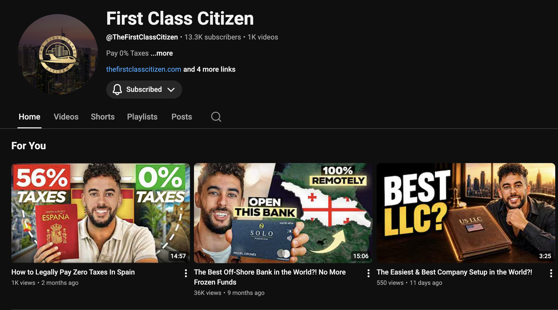 YouTube after: First Class Citizen 13.3K subscribers, 1K videos
